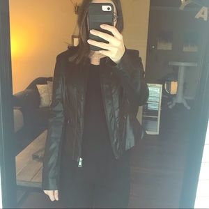 Black leather jacket with zipper detail